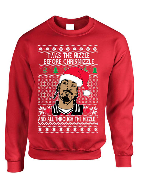 Ugly Christmas Sweater Snoop TWAS The Nizzle Before Chrismizzle Unisex Sweatshirt