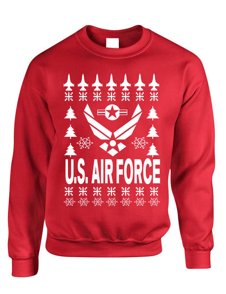 Adult Sweatshirt Air Force Ugly Christmas Sweater Party Holiday Gift