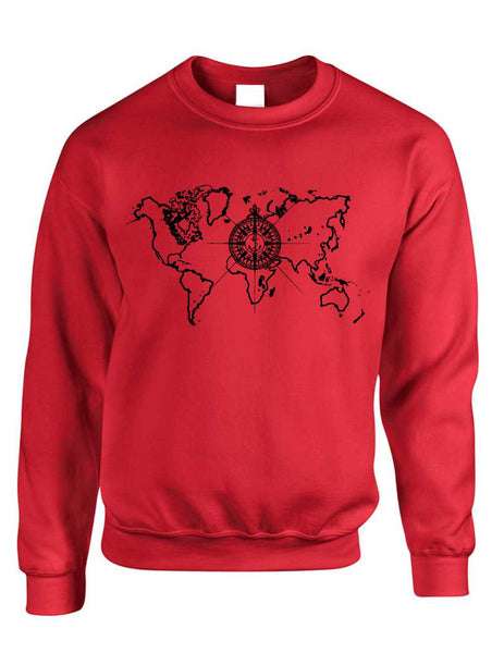 Adult Crewneck World Map Compass Cool Stuff Trendy Top - ALLNTRENDSHOP - 3