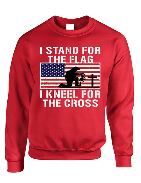 Men's Sweatshirt Stand For The Flag Kneel For The Cross Christian USA
