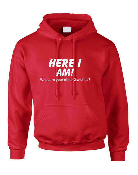Adult Hoodie Here I Am What Are Your Other 2 Wishes Funny Top