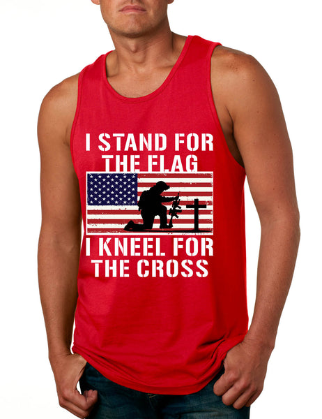 Men's Tank Top Stand For The Flag Kneel For The Cross Love America