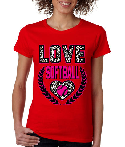 Love Softball Leopard women's T-Shirts - ALLNTRENDSHOP - 1