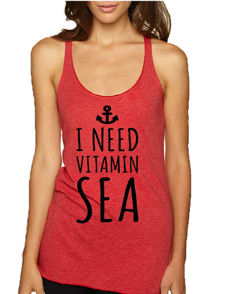 Women's Tank Top I Need Vitamin Sea Beach Lover Summer Vacay