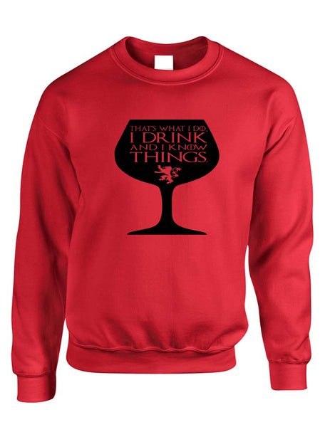 Adult Crewneck That's What I Do I Drink And Know Things Wing Glass Tyrion Lannister Game Of Thrones Inspired Top - ALLNTRENDSHOP