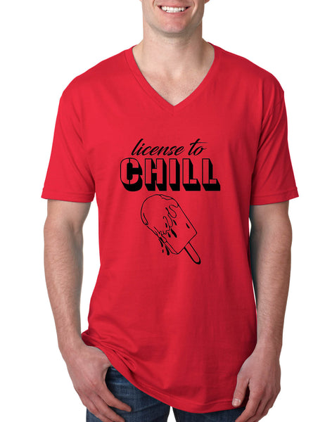 Men's V Shirt License To Chill Funny Vacation Tee Cool Summer Shirt