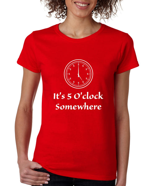 Women's T Shirt It's 5 O'clock Somewhere Drinking Beer Party Tee - ALLNTRENDSHOP - 1
