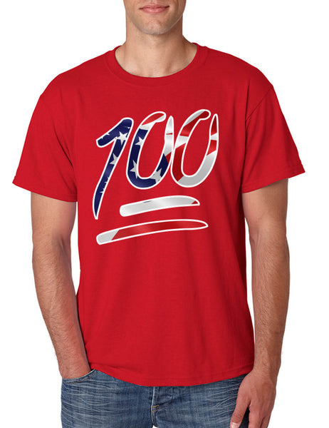 Men's T Shirt 100 Emoji USA Flag Trendy 4TH Of July Top Party Tee