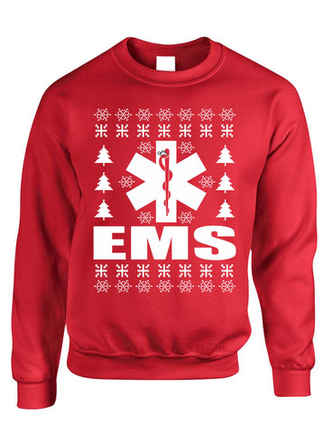 Adult Sweatshirt EMS Ugly Christmas Medical Service Holiday Xmas Gift