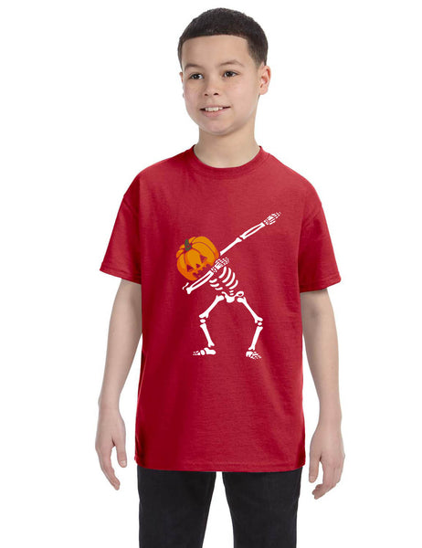 Kids Youth T Shirt Dabbing Pumpkin Cute Halloween Dab Skeleton Scary