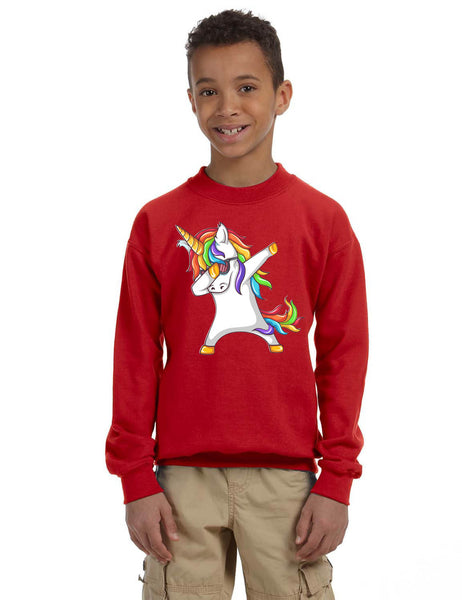 Kids Youth Sweatshirt Dabbing Unicorn Cute Rainbow Girly Dab Dance