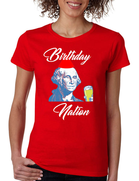 Women's T Shirt Birthday Nation Trendy 4th Of July USA Party Tee
