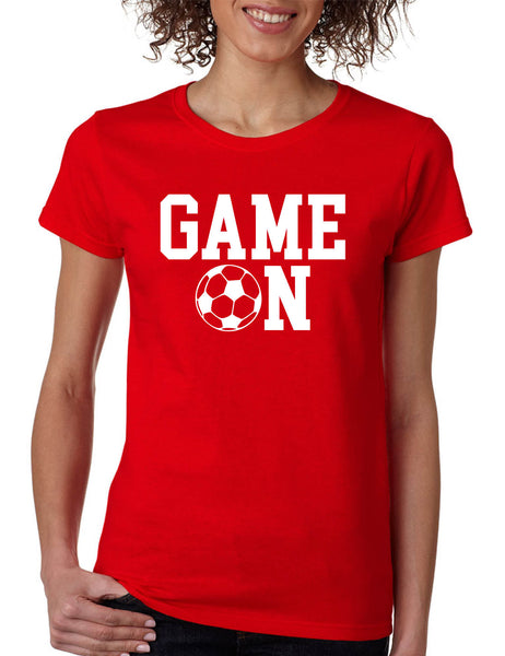 Women's T Shirt Game On Soccer Shirt Team Gift Love Sport Fans Tee