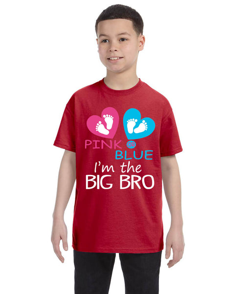 Kids Youth T Shirt Pink Or Blue Im The Big Bro New Brother Reveal Tee