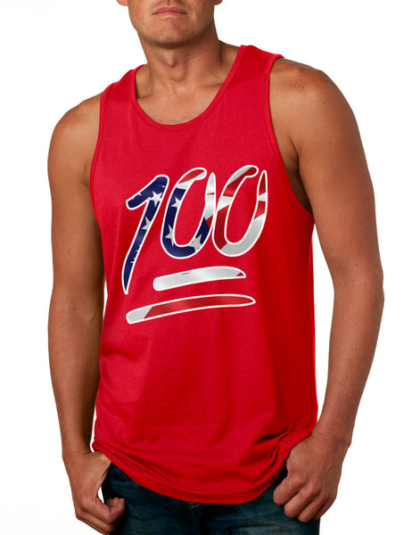 Men's Tank Top 100 Emoji USA Flag Trendy 4TH Of July Top Party Tee