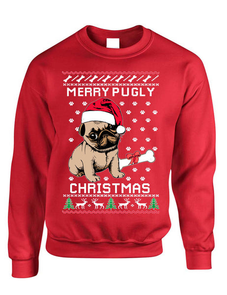 Ugly Xmas Sweatshirt Merry Pugly Christmas Xmas Adult Sweatshirt