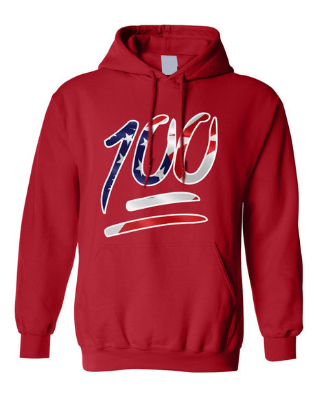 Adult Hoodie 100 Emoji USA Flag 4TH Of July Top Cool American Parade