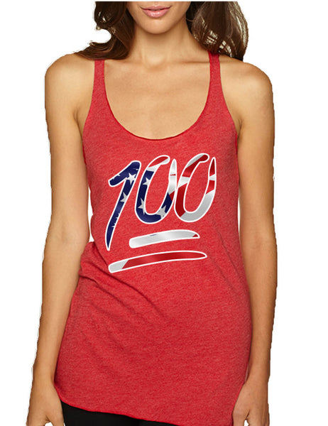 Women's Tank Top 100 Emoji USA Flag 4TH Of July Top Summer Party