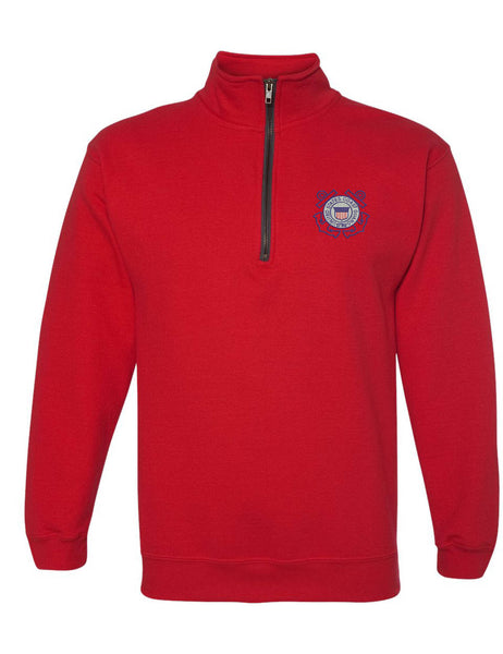 Adult Zip Collar Sweatshirt USCG Embroidered Coast Guard Top America