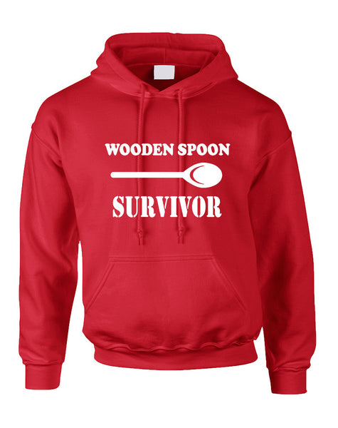 Adult Hoodie Wooden Spoon Survivor Humor Text Funny Top