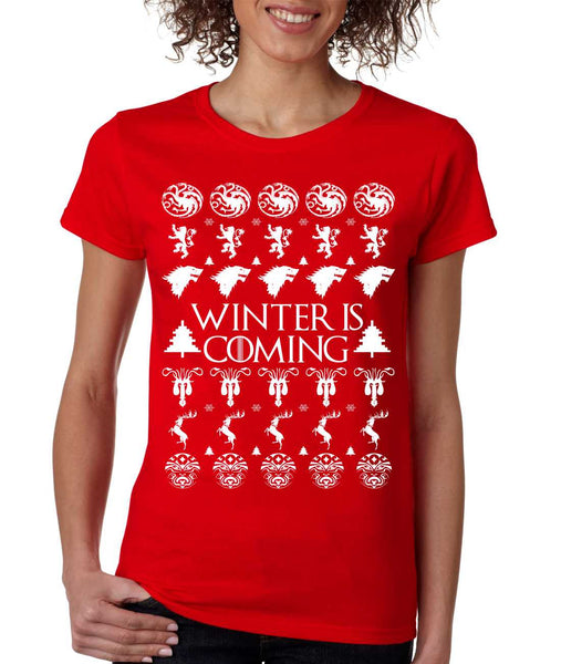 Women's T Shirt Winter Is Coming Ugly Christmas Green Sweater