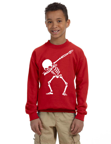 Kids Youth Sweatshirt Dabbing Skeleton Cool Hip Hop Dab Skull Gift