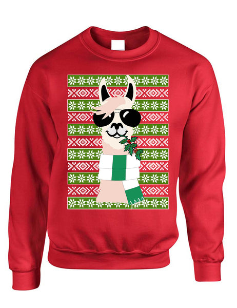 Adult Sweatshirt Cool Llama Ugly Christmas Fun Cute Animal Lover Gift