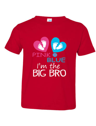 Toddler T Shirt Pink Or Blue I'm The Big Bro Reveal New Born Brother