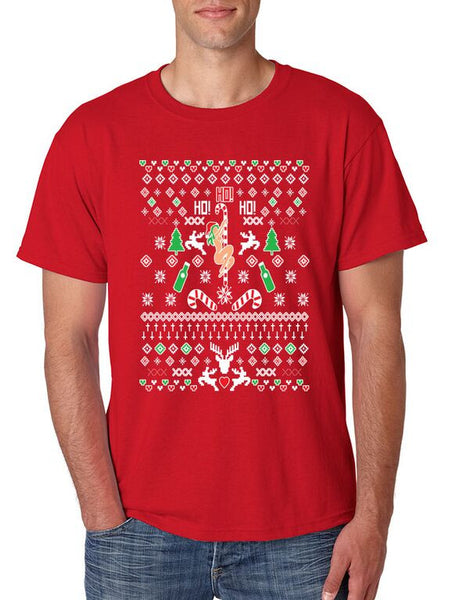 HO HO HO Christmas Dancer Men's Tee Shirt Ugly Christmas Sweater - ALLNTRENDSHOP