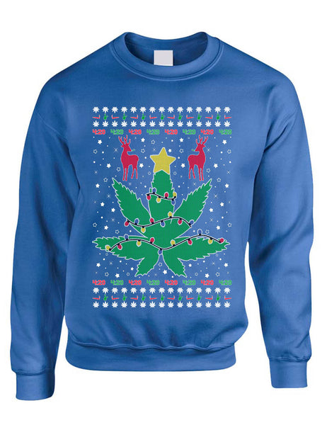 Adult Sweatshirt Ugly Christmas Weed Tree