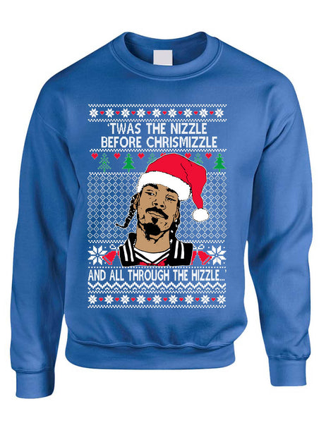 Ugly Christmas Sweater Snoop TWAS The Nizzle Before Chrismizzle Unisex Sweatshirt