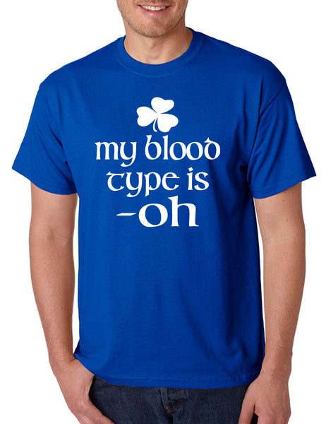 Men's T Shirt My Blood Type Is Oh Shamrock Saint Patrick's Irish Shirt