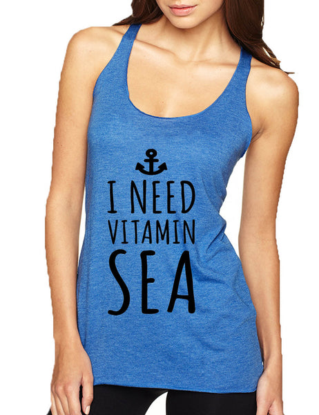Women's Tank Top I Need Vitamin Sea Beach Lover Summer Vacay