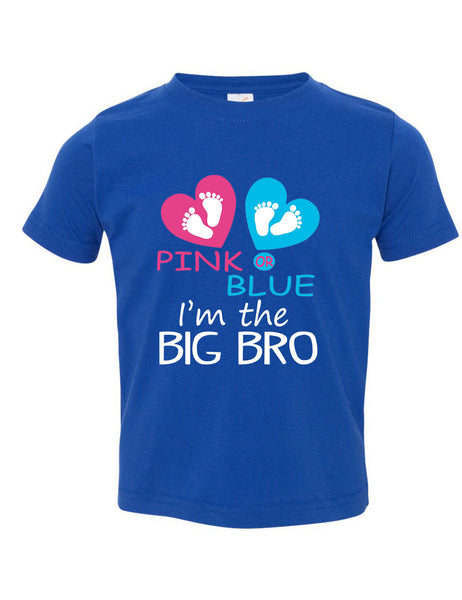 Toddler T Shirt Pink Or Blue I'm The Big Bro Reveal New Born Brother