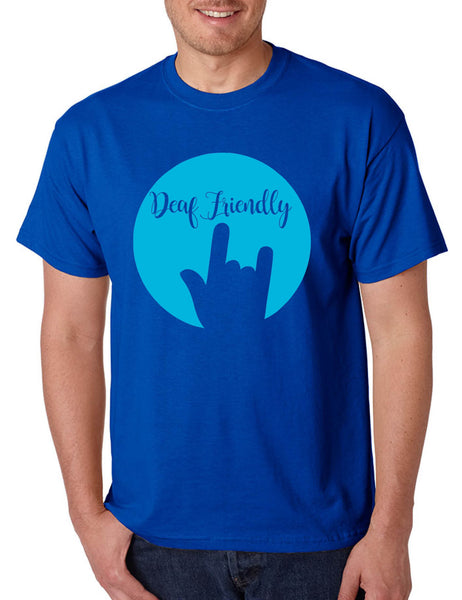 Men's T Shirt Deaf Friendly Deaf Awareness ASL Support Acceptance