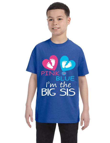 Kids Youth T Shirt Pink Or Blue Im The Big Sis New Born Gender Reveal