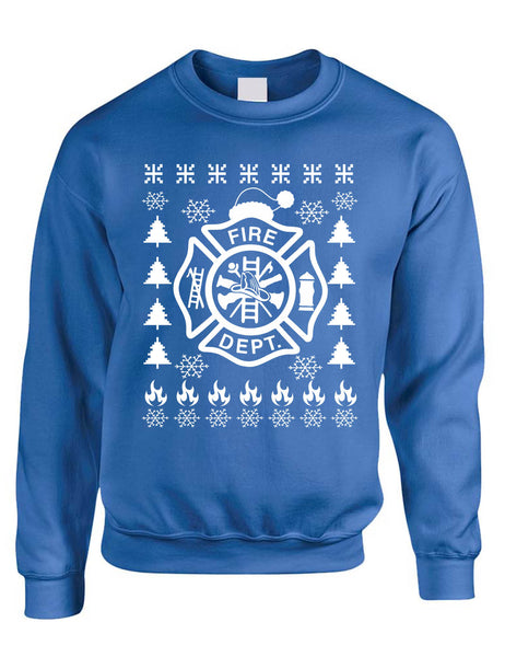 Adult Sweatshirt Fire Dept Ugly Christmas Firefighter Xmas Gift Idea