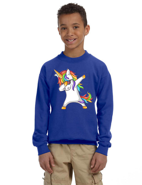 Kids Youth Sweatshirt Dabbing Unicorn Cute Rainbow Girly Dab Dance