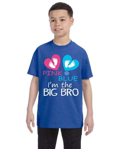 Kids Youth T Shirt Pink Or Blue Im The Big Bro New Brother Reveal Tee
