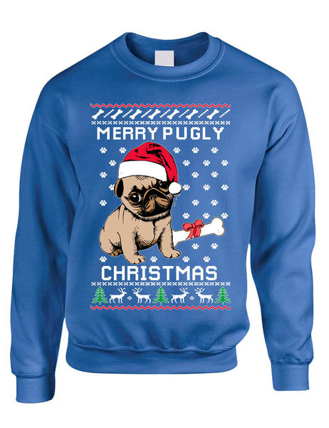 Ugly Xmas Sweatshirt Merry Pugly Christmas Xmas Adult Sweatshirt