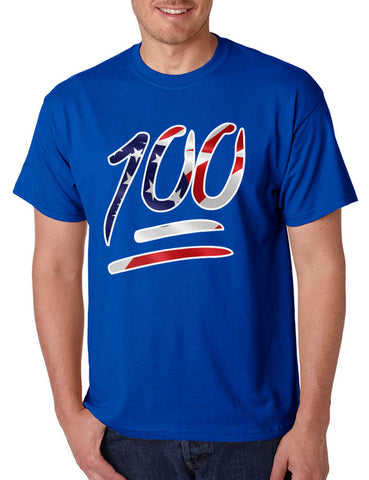 Men's T Shirt 100 Emoji USA Flag Trendy 4TH Of July Top Party Tee