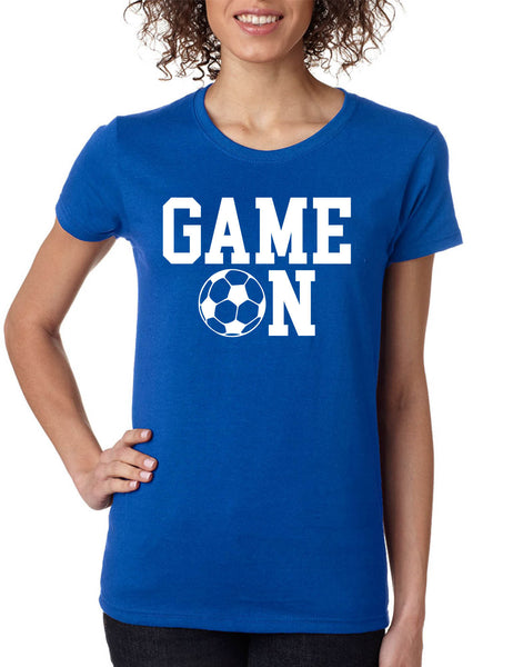 Women's T Shirt Game On Soccer Shirt Team Gift Love Sport Fans Tee