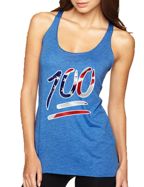 Women's Tank Top 100 Emoji USA Flag 4TH Of July Top Summer Party