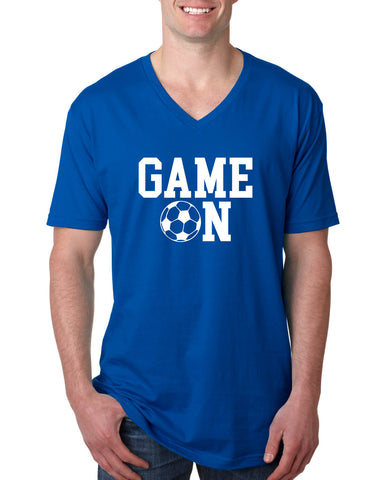 Men's V Shirt Game On Soccer Tee Shirt Team Gift Love Sport Fans Tee