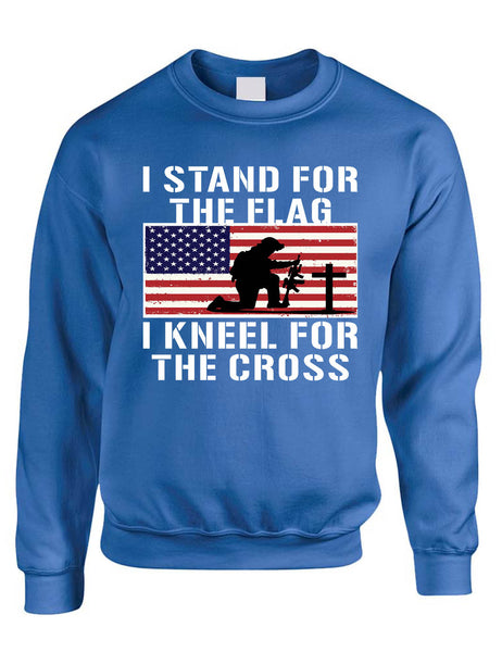 Men's Sweatshirt Stand For The Flag Kneel For The Cross Christian USA