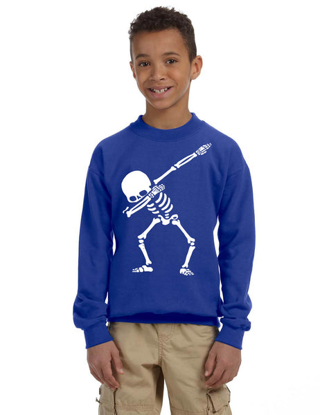 Kids Youth Sweatshirt Dabbing Skeleton Cool Hip Hop Dab Skull Gift