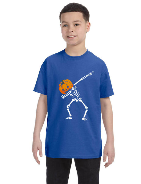 Kids Youth T Shirt Dabbing Pumpkin Cute Halloween Dab Skeleton Scary