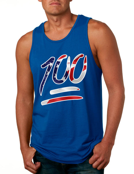 Men's Tank Top 100 Emoji USA Flag Trendy 4TH Of July Top Party Tee