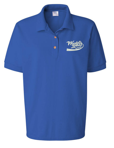 Women's Polo T Shirt World Best Mom Embroidered Mother's Day Gift