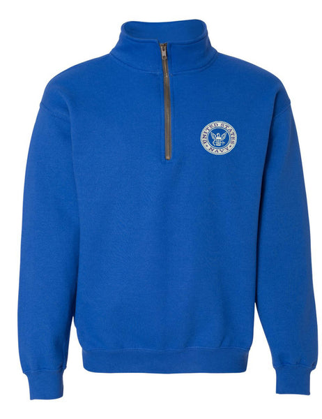 Adult Zip Collar Sweatshirt US Navy Embroidered USA Army Soldier Gift